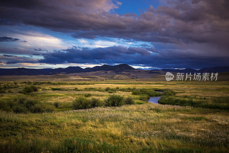 科罗拉多州甘尼森山谷黄色草原上的彩云