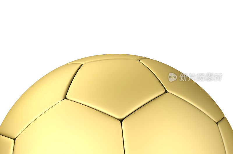 渲染3d的金色足球在白色的背景