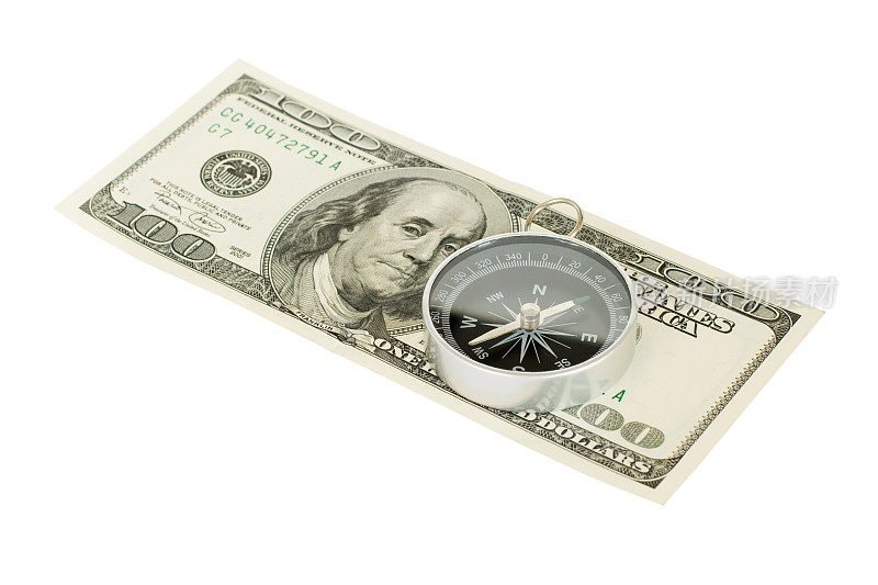 指南针和美元货币