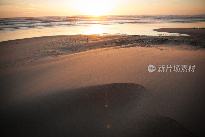 俄勒冈海岸沙丘间的日落