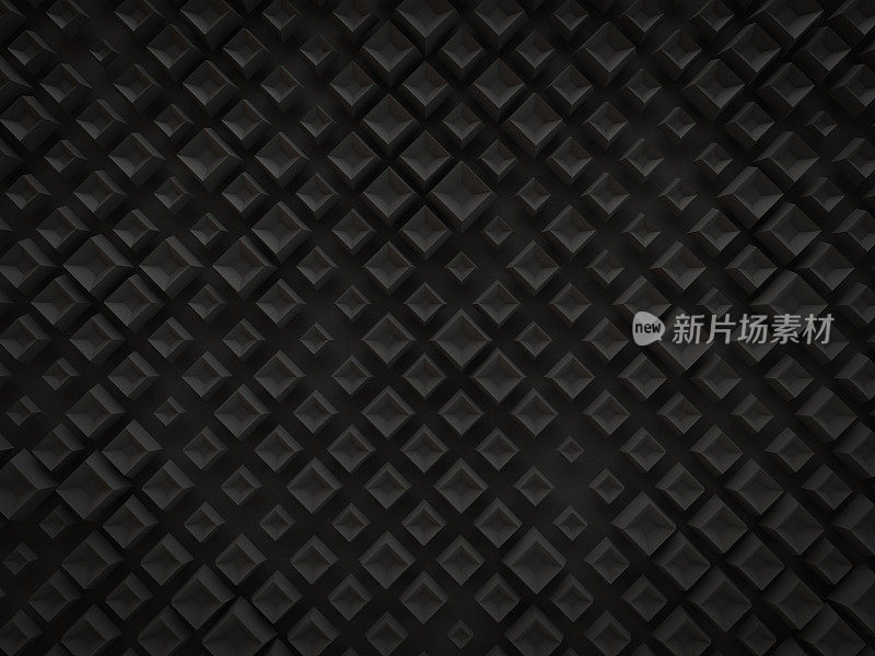 抽象三维黑色小菱形立方体盒图案技术背景渲染