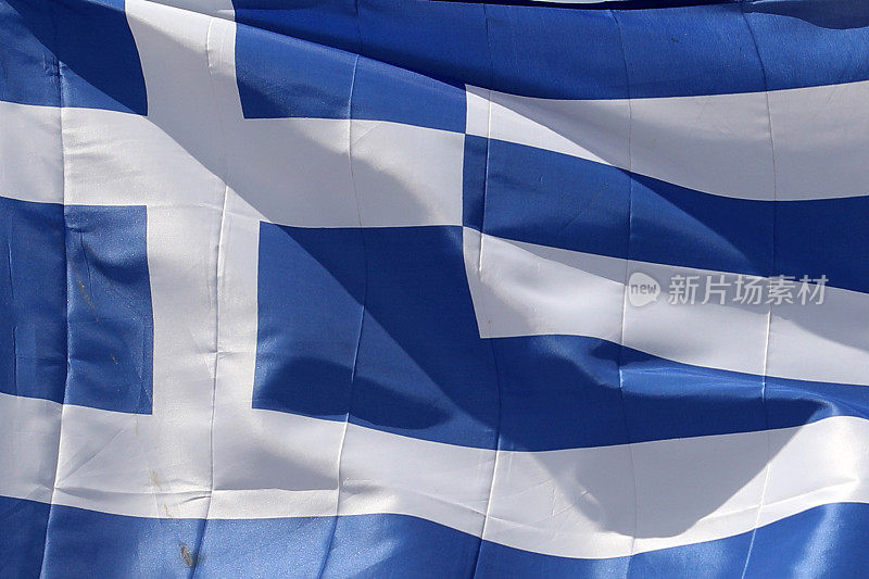 希腊国旗挥舞着