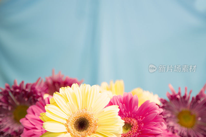 祝你母亲节快乐，粉色和黄色的花束。