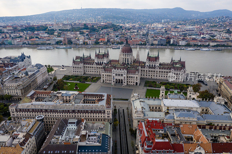 无人机拍摄的布达佩斯议会大楼