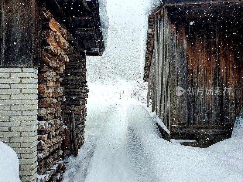 深雪中的村庄