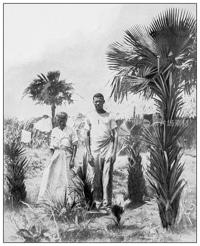 古董黑白照片:夫妇，古巴