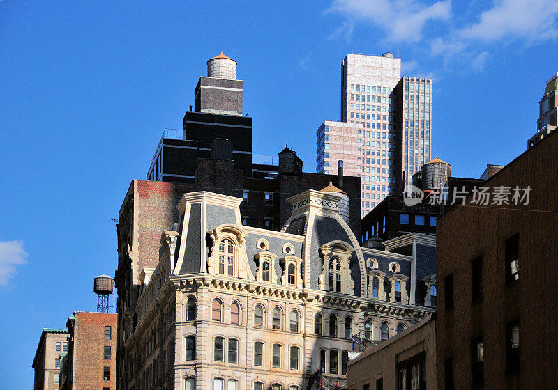 前纽约大饭店(1868年)，有双坡屋顶，从百老汇，曼哈顿，美国纽约