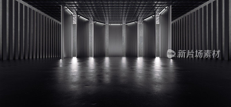 高级背景高端场景混凝土墙3D渲染展位展厅暗技术