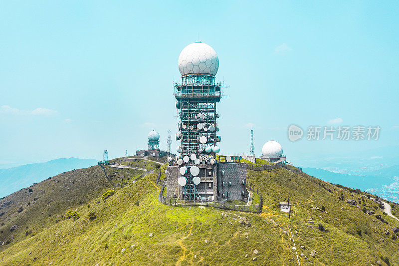香港大帽山雷达站的无人机图像