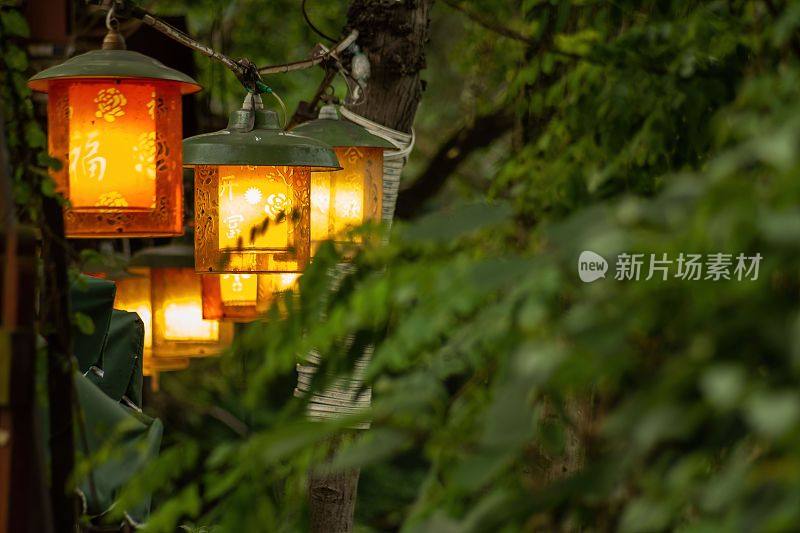 中国四川成都都江堰风景区美丽的灯笼特写镜头