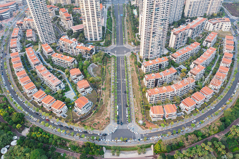 现代城市高端住宅区的俯拍