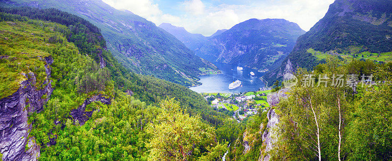 挪威Geirangerfjorde全景照片
