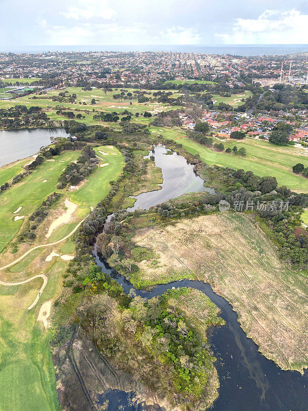悉尼鸟瞰图-俯瞰高尔夫球场，湖泊高尔夫俱乐部悉尼