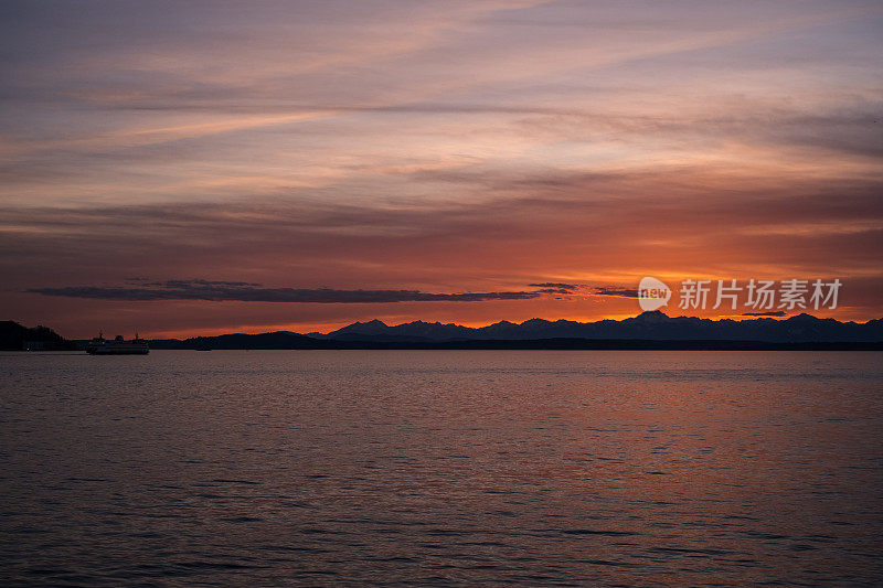 西雅图海滨日落