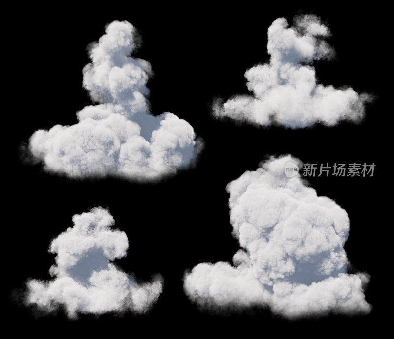 云被隔离在透明的背景上。白云、薄雾或烟雾背景。三维渲染