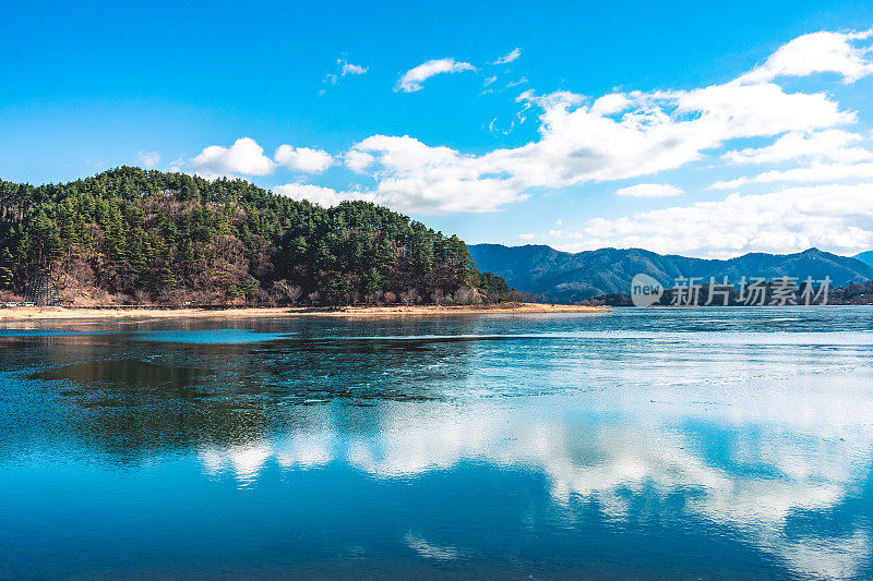 自然景观鸟瞰湖，shojiko和山