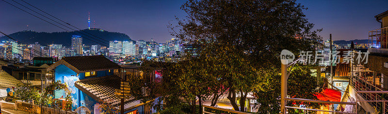 首尔夜市全景从屋顶到南山韩国