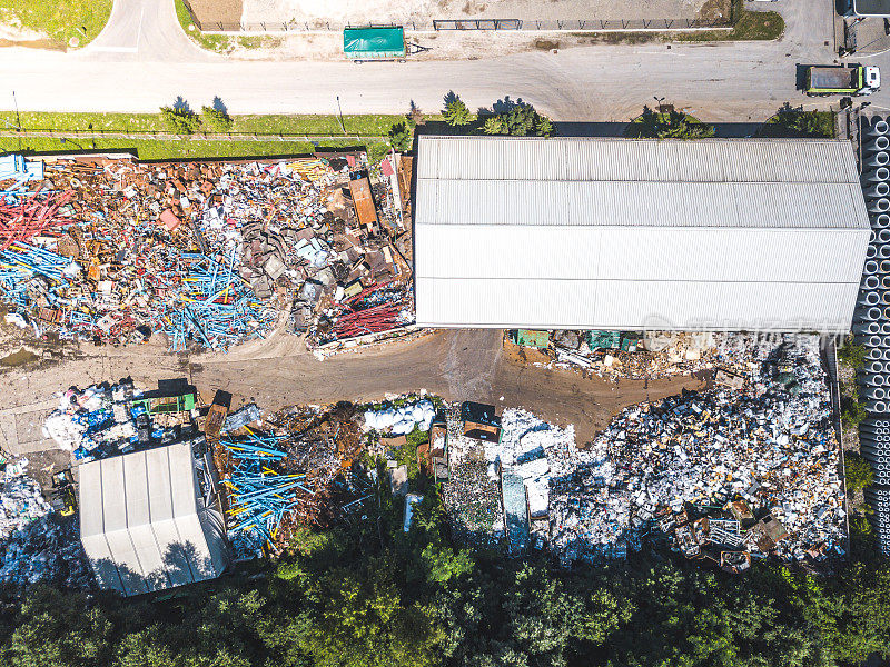 鸟瞰垃圾填埋场和垃圾回收场。