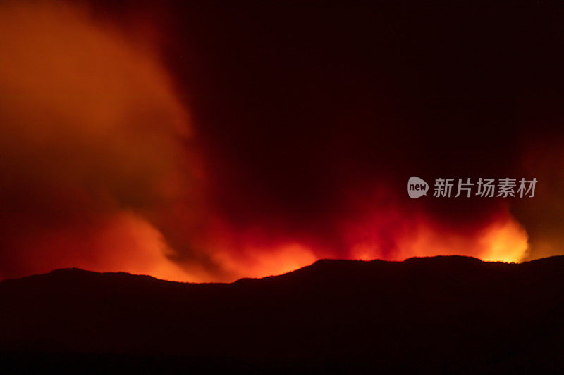 科罗拉多州西部松树峡谷大火的火焰和浓烟