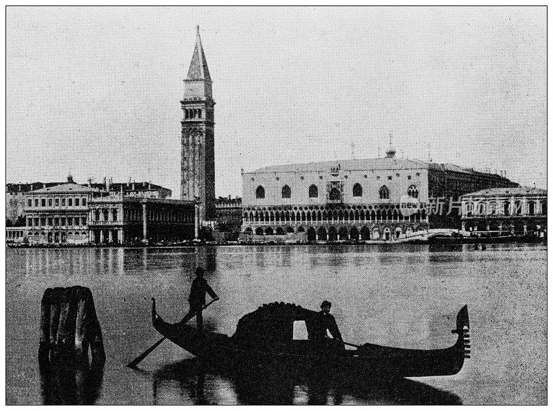 世界地标的古董照片(约1894年):多吉宫，威尼斯，意大利
