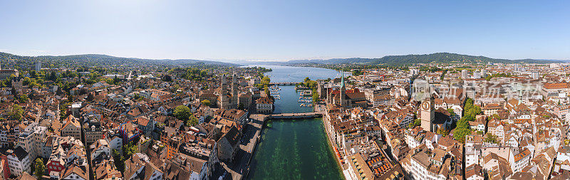 瑞士苏黎世市区的鸟瞰图