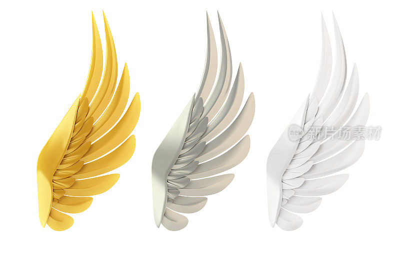 金色，银色和白色的翅膀