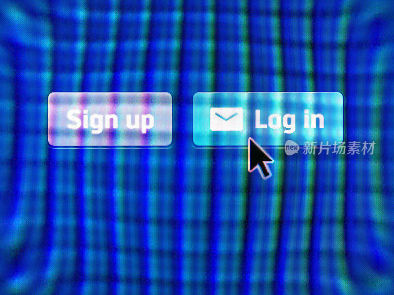 “登录”电脑显示器按钮特写