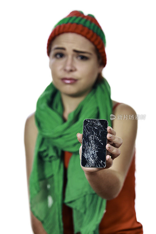 圣诞节的时候，一个年轻女人的智能手机坏了