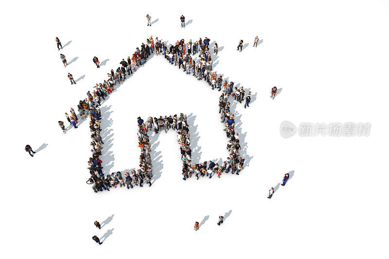 一群人组成一个房子的图标