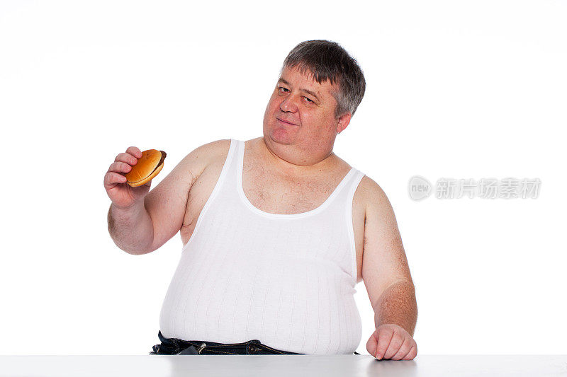 不健康的饮食……吃汉堡的胖子