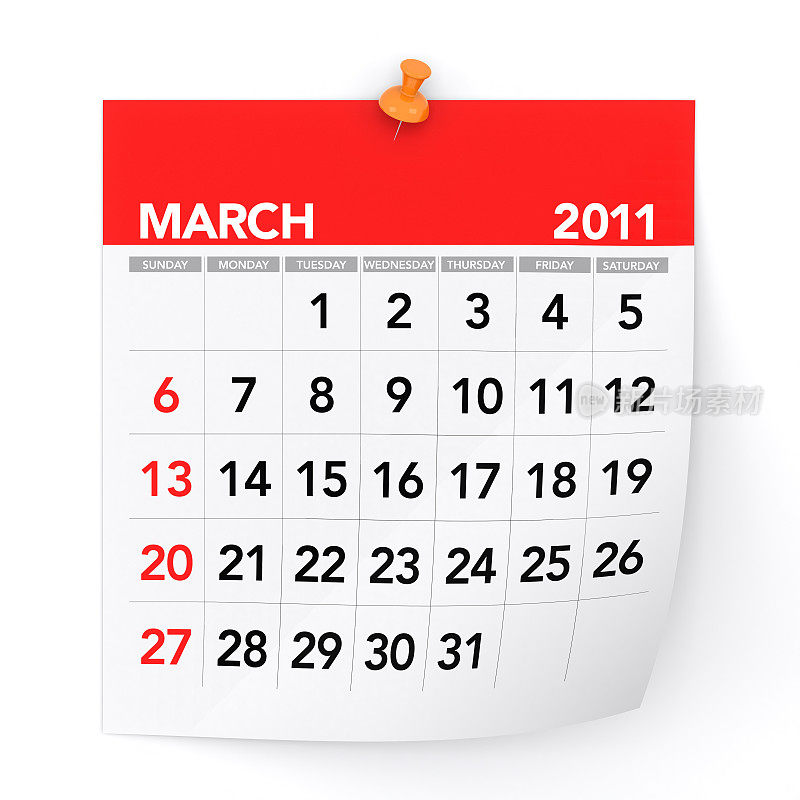 2011年3月-日历