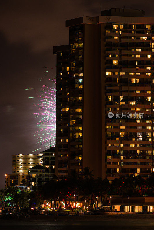 威基基海滩烟花