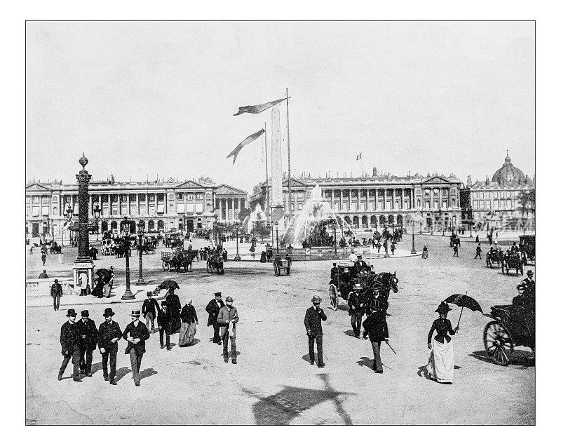 协和广场的古董照片(巴黎，法国)-19世纪
