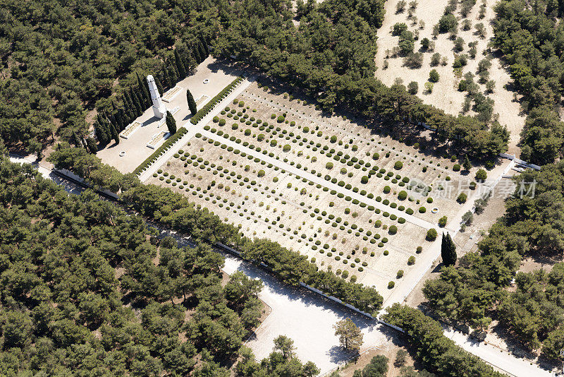 土耳其卡纳卡莱加里波利法国公墓鸟瞰图