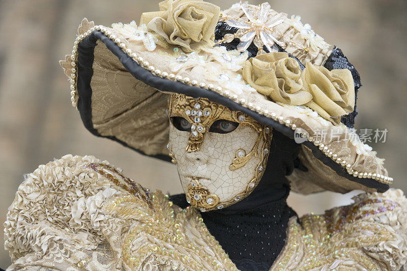 威尼斯狂欢节上美丽的女性面具