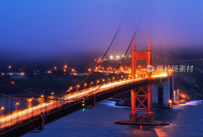 金门大桥夜景，旧金山，美国