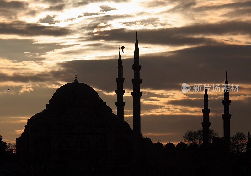 日落前的苏莱曼清真寺