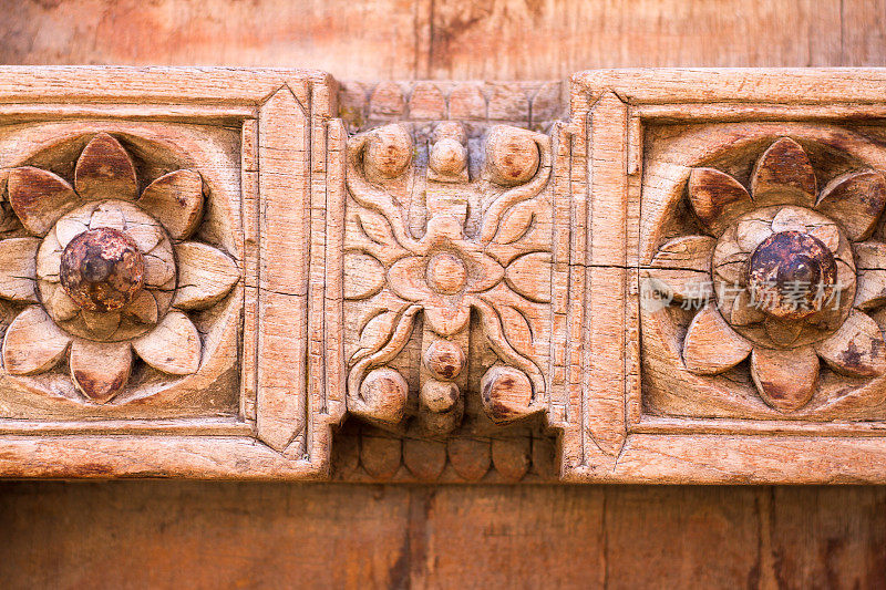 古董印度木门细节