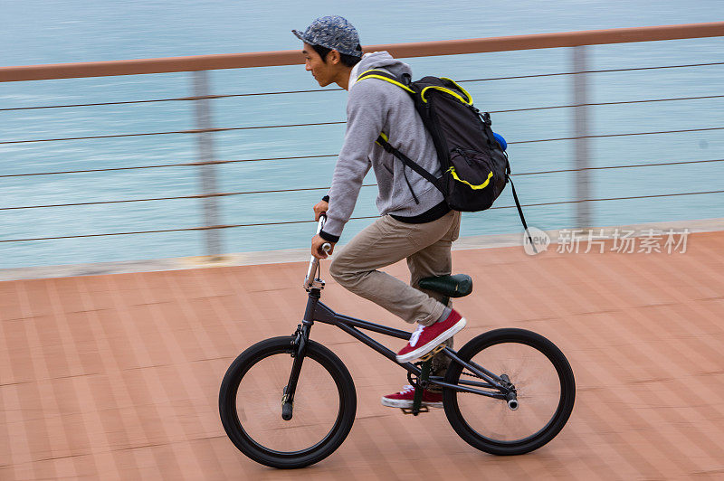 BMX自行车、自行车、平移,跟随拍摄