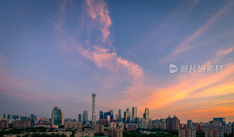 日落时分的北京全景