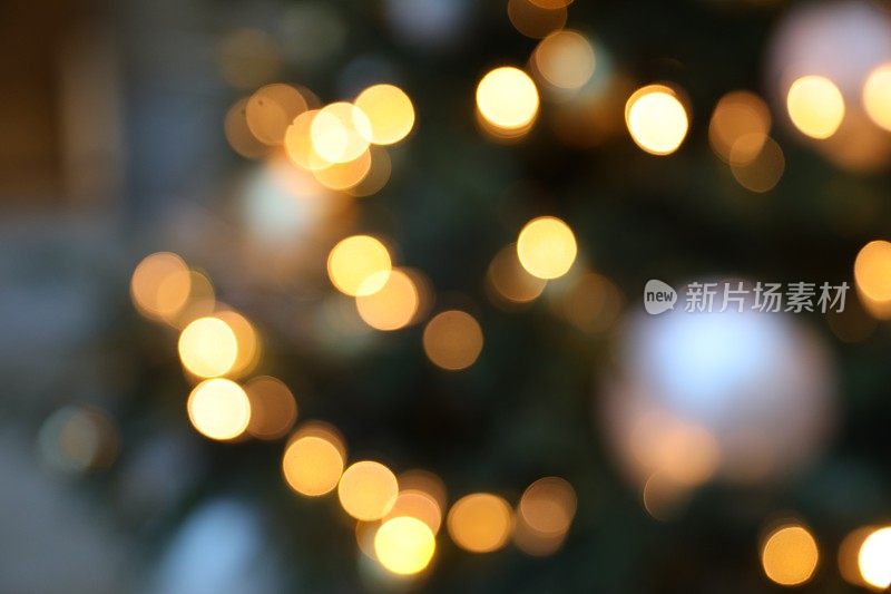 圣诞彩灯装饰散焦庆祝