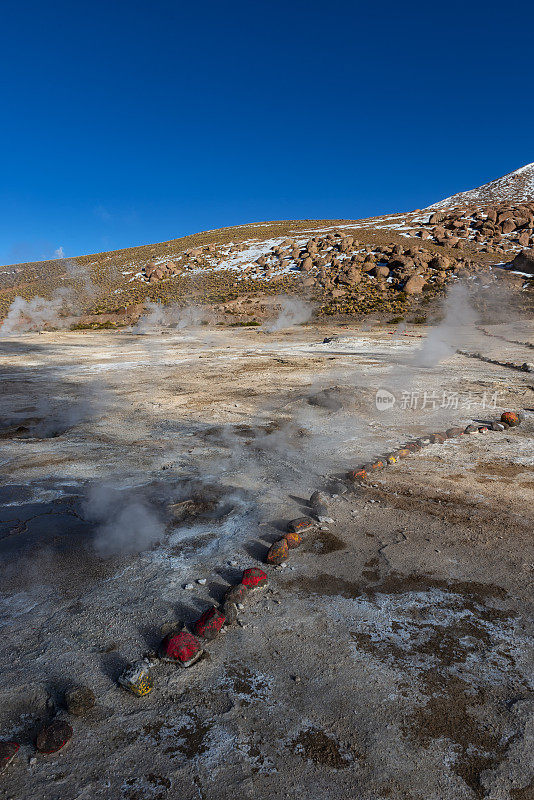 火山地区-间歇泉-埃尔塔提奥-地热能-阿塔卡马沙漠-安第斯高原-自然景观-干旱气候-安第斯山脉-山谷