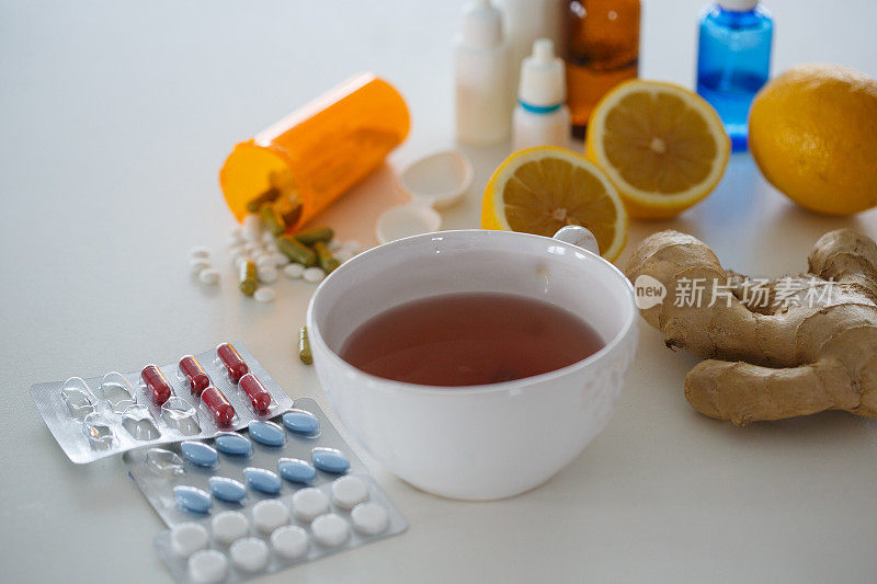 丰富的治疗感冒和流感的不同药物
