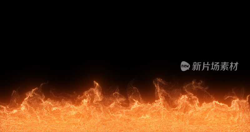 抽象的黄色橙色火焰火焰能量神奇的从烟雾发光明亮的电小颗粒飞点在黑色的背景