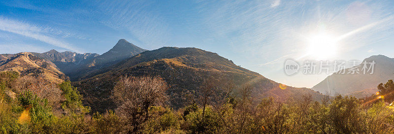 山景-透过红杉和国王峡谷国家公园的景色