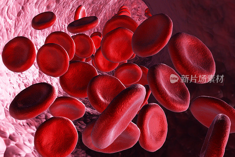 3d渲染红细胞背景。