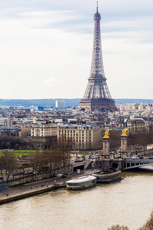 塞纳河和埃菲尔铁塔的巴黎景观