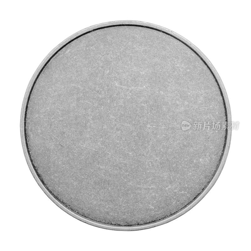 金属质地的硬币或奖牌的空白模板。银。
