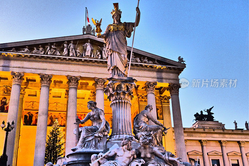 奥地利-维也纳，议会，雕像，建筑