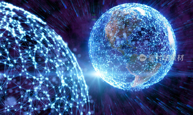 地球被全球计算机网络包围着